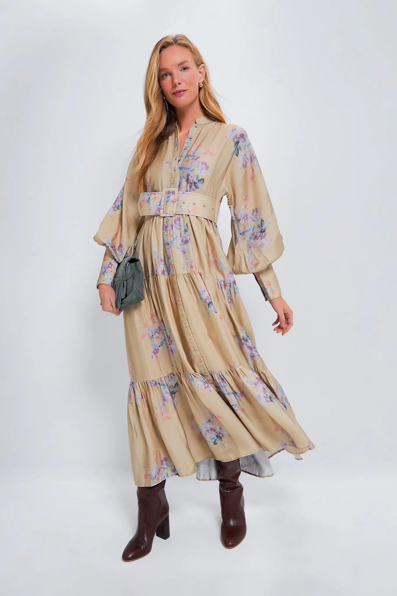 Lilac Fields Striped Belt Dress