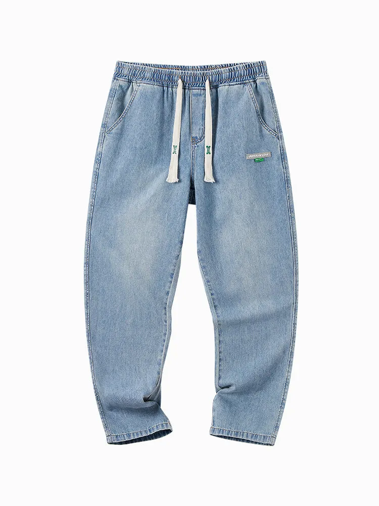 Men's Puff Denim Straight Pants