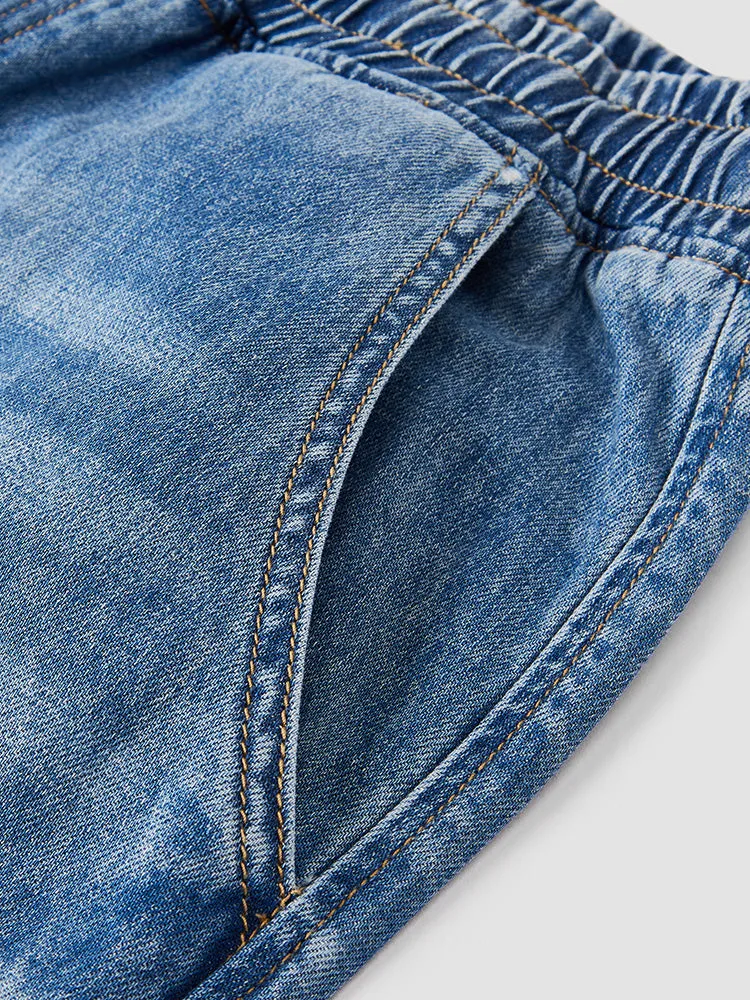Men's Puff Denim Straight Pants