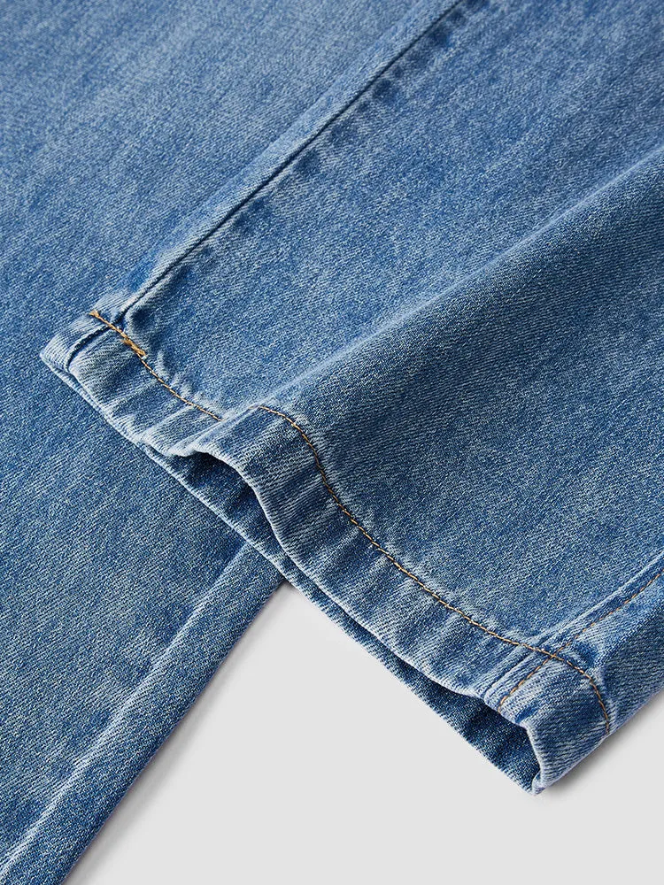 Men's Puff Denim Straight Pants