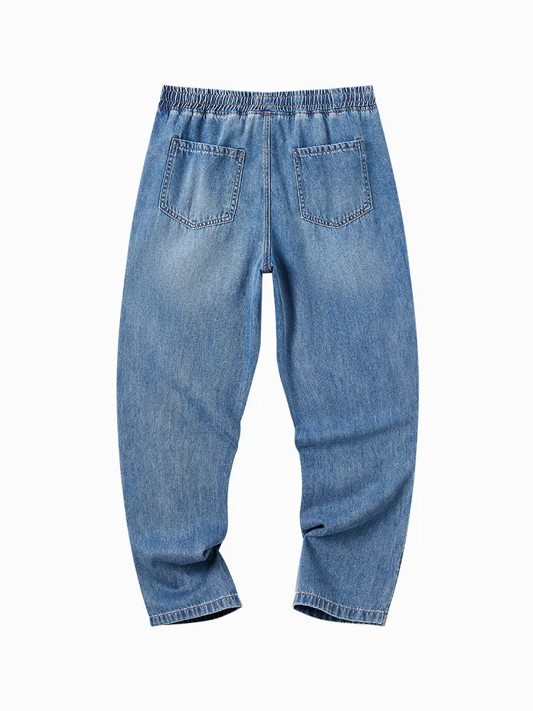 Men's Puff Denim Straight Pants