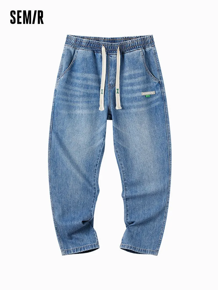 Men's Puff Denim Straight Pants