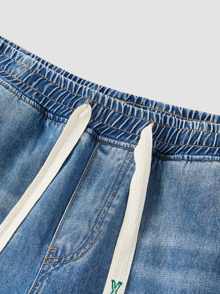 Men's Puff Denim Straight Pants