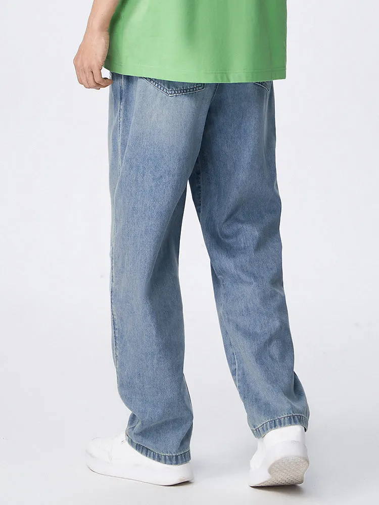 Men's Puff Denim Straight Pants