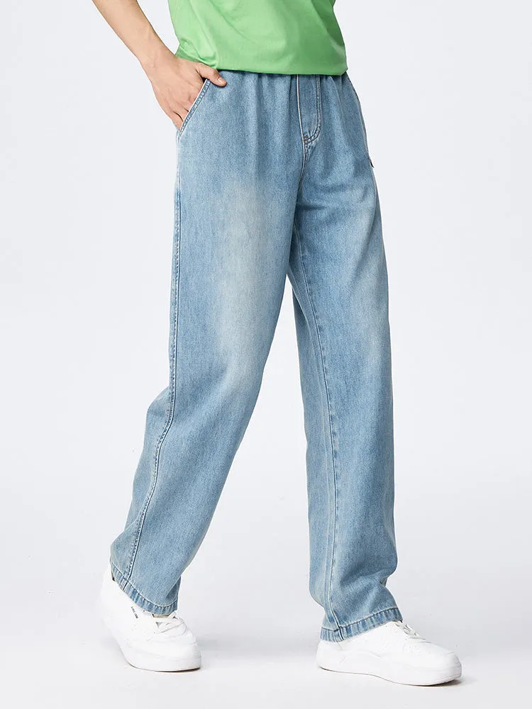 Men's Puff Denim Straight Pants