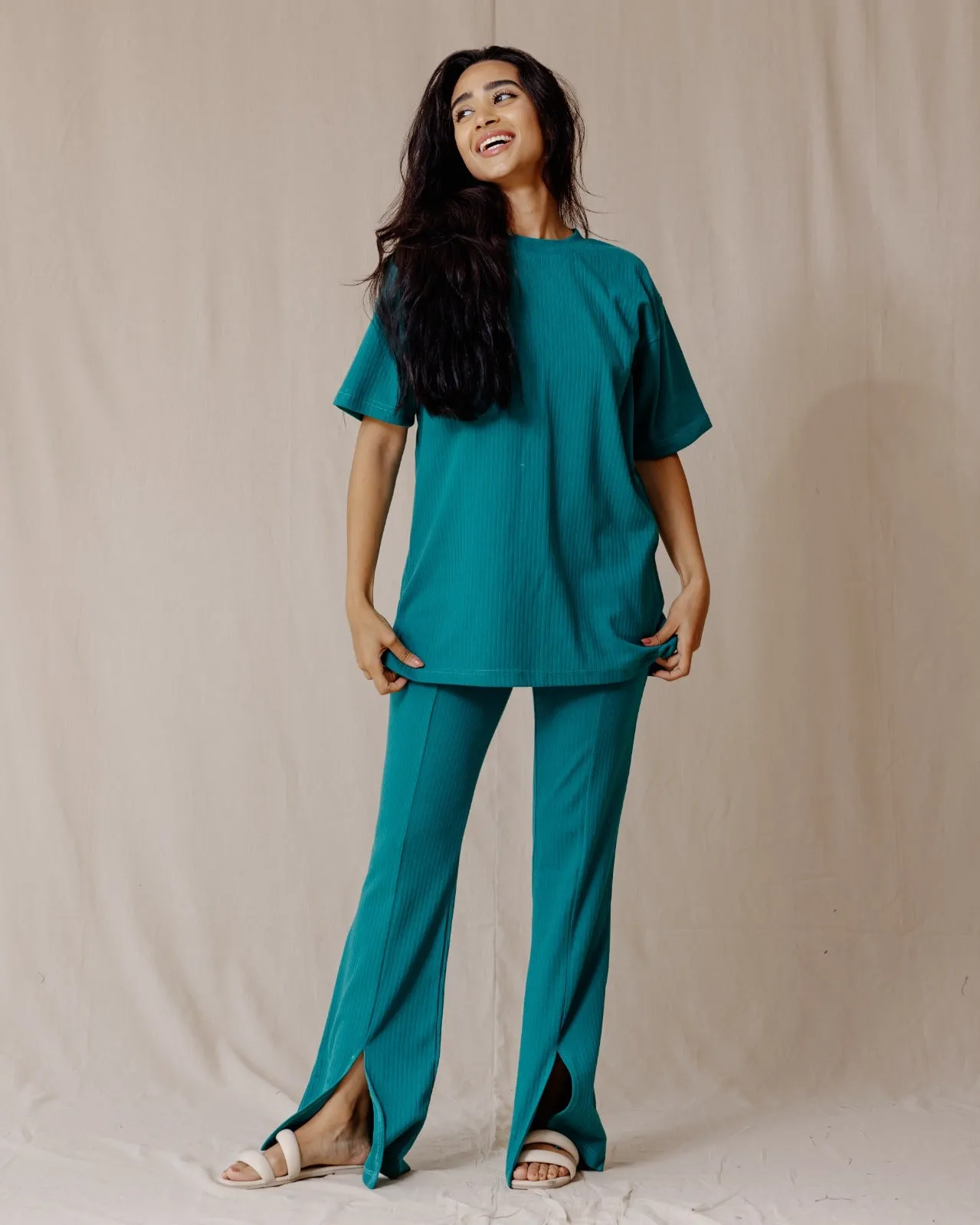 Mila Ribbed Set Teal