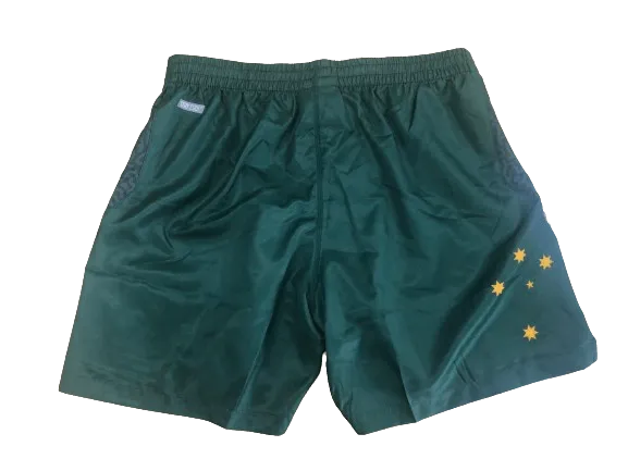 NRL 2024 Gym Shorts - Australian Kangaroos - Green - MENS - CLASSIC