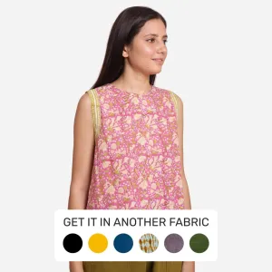 Purple Floral Block Print Short Cotton Top
