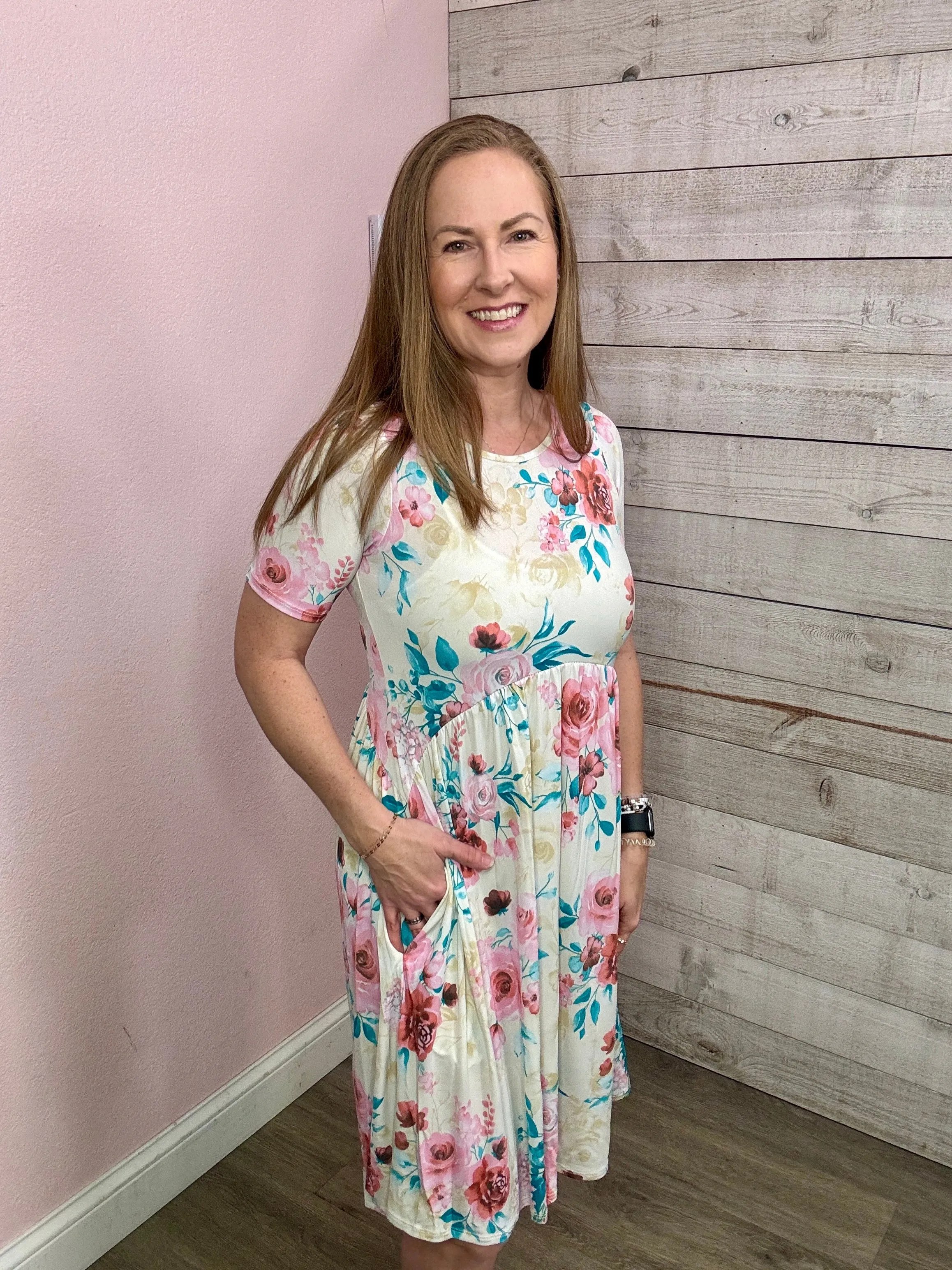 "Hours Of Flowers" Ivory Floral Dress **FINAL SALE**