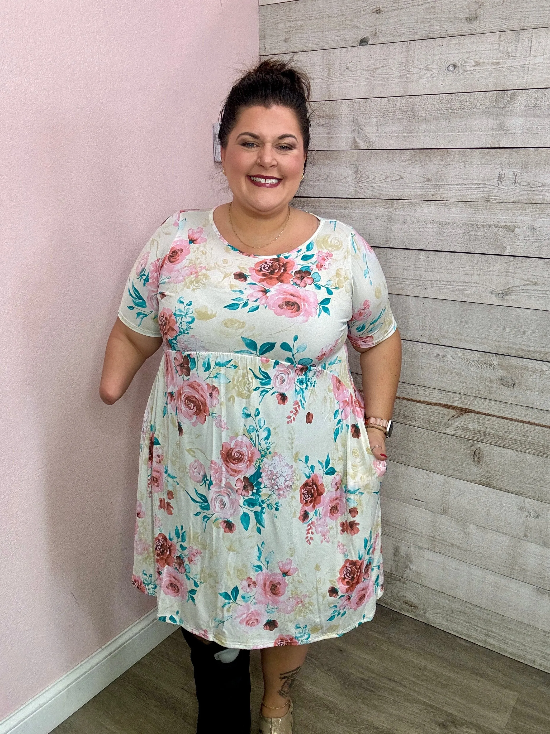 "Hours Of Flowers" Ivory Floral Dress **FINAL SALE**