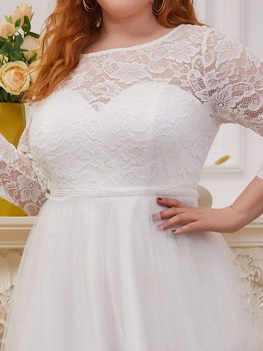 Romantic A-Line Plus Size Tulle Wedding Dress with Lace