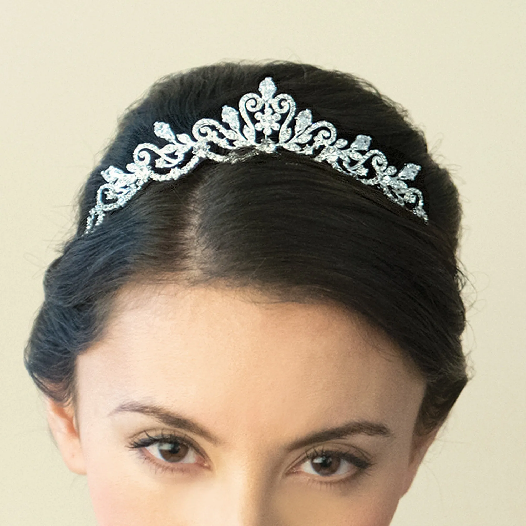 Silver Bridal Tiara Crystal Embellished, Marilyn By Ivory & Co.