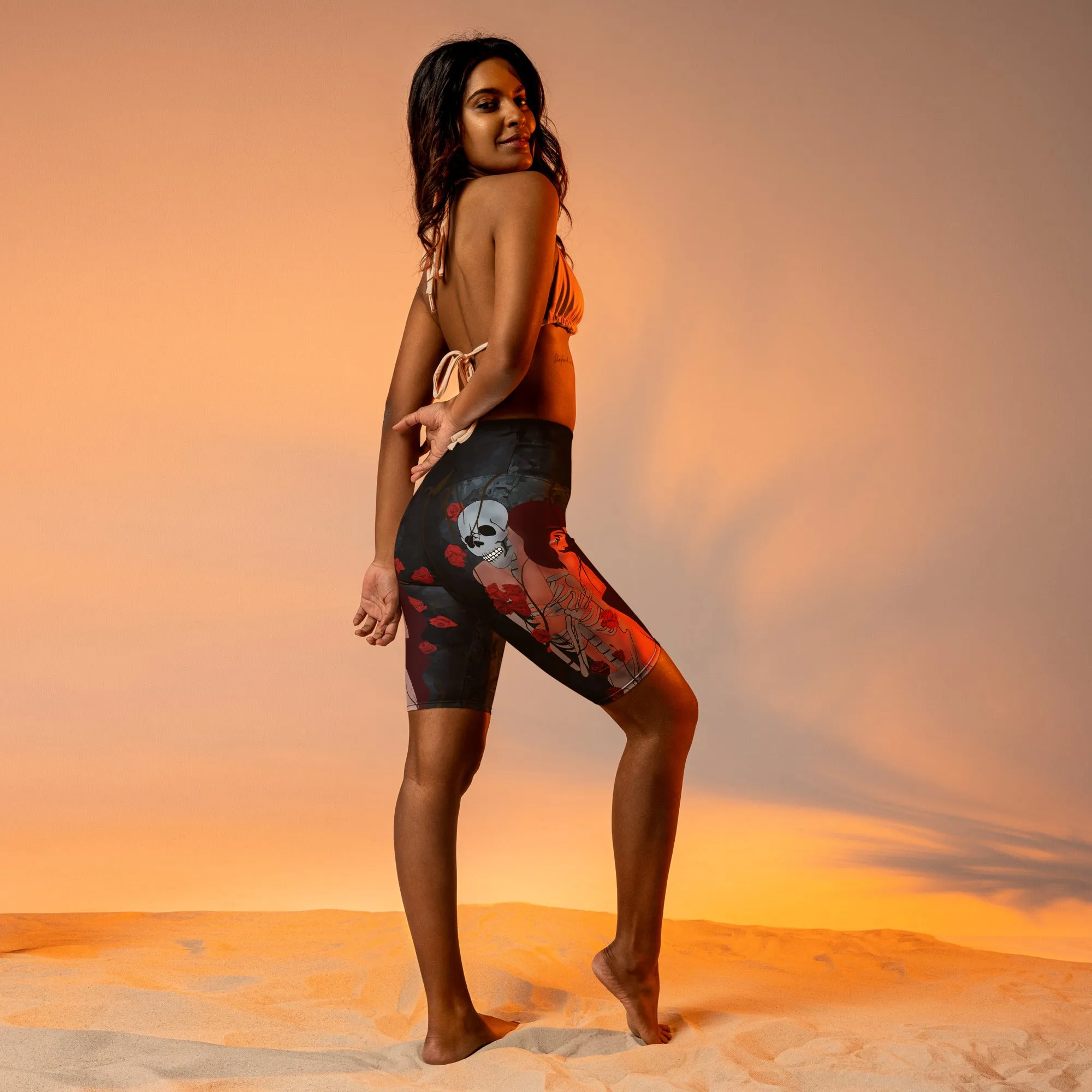 Skeleton & Woman Biker Shorts