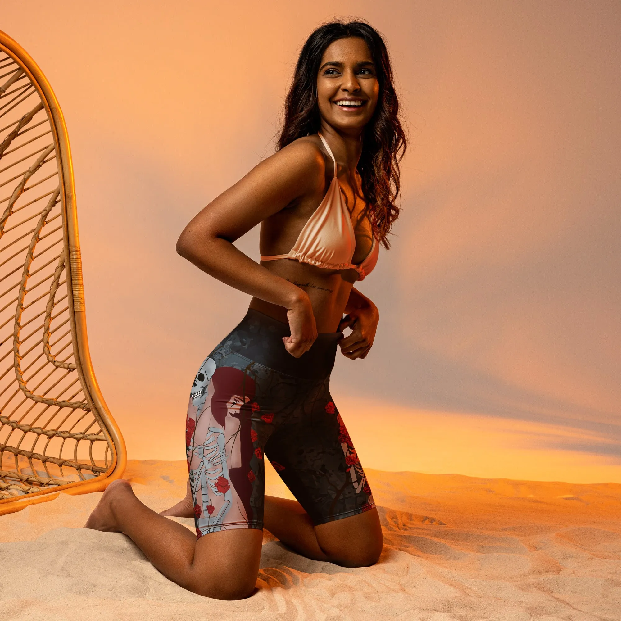 Skeleton & Woman Biker Shorts
