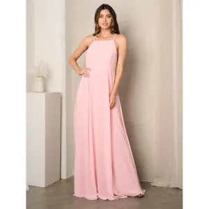 Sleeveless Open Back Pink Maxi Dress