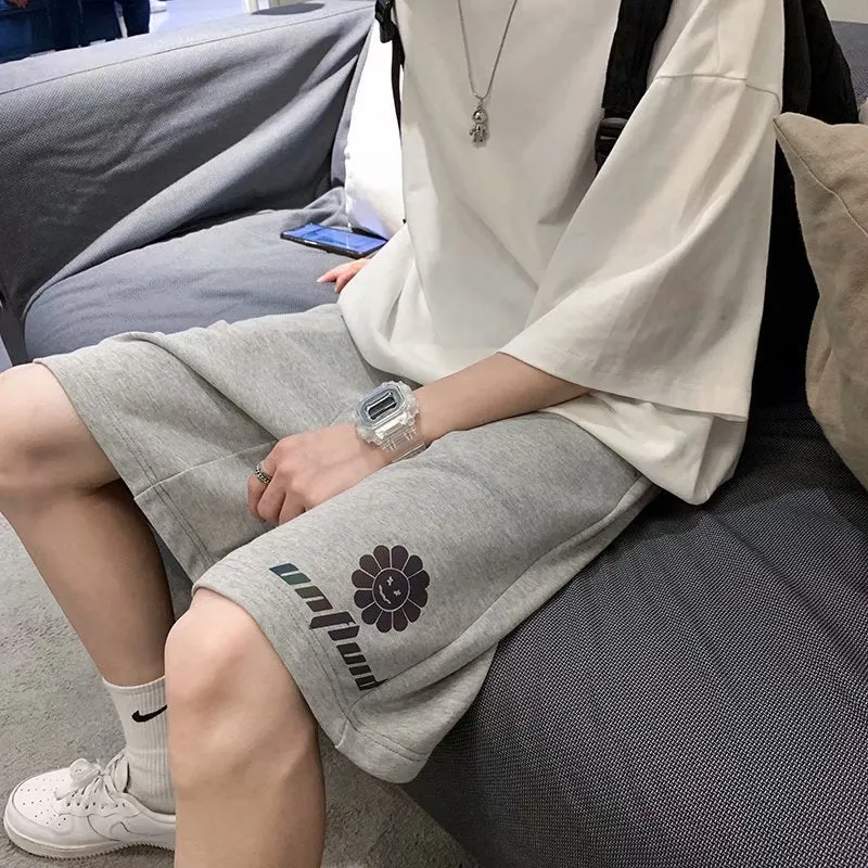 Summer Casual Shorts Men All-Matching Loose Straight ReflectiveSport Pants Korean Trendy Thin Bermuda Shorts