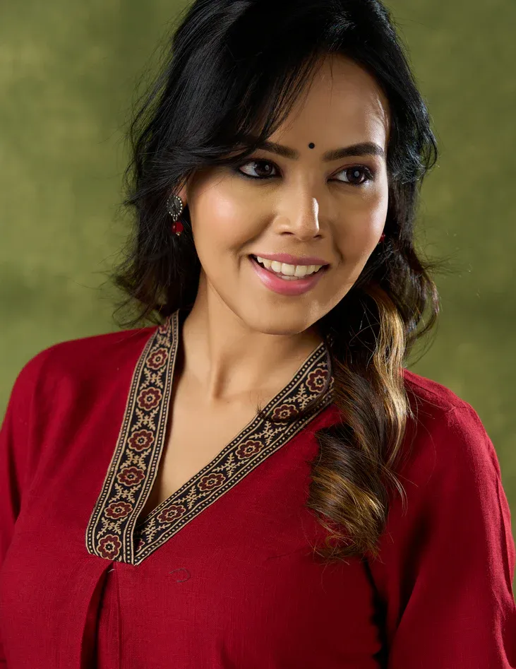 Trendy Maroon Cotton Ajrakh Pleated Kurta