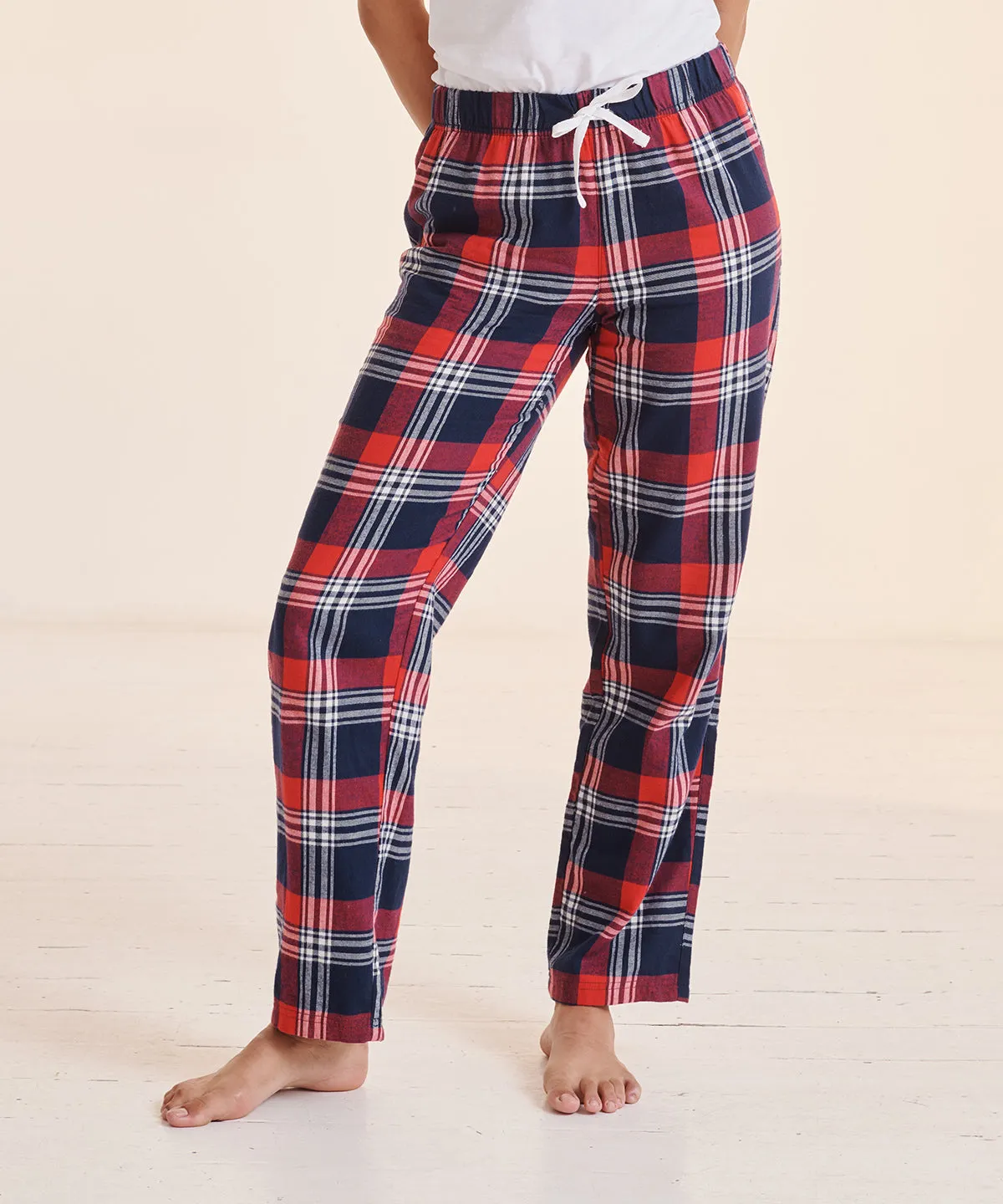 White/Pink Check - Women's tartan lounge pants